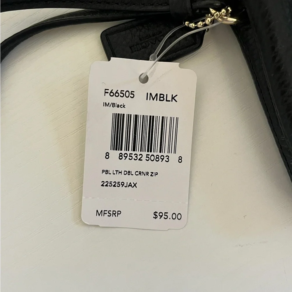 Coach Black Leather Double Zip Wristlet - Picture 3 of 6